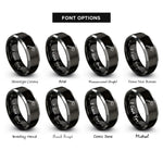 font options for inside engraving on black & grey axe rings