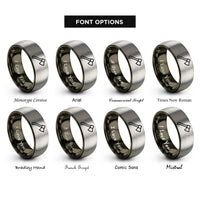font options for inside engraving on gunmetal & grey axe rings