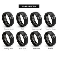 font options for inside engraving on black axe shield pair rings