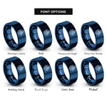 font options for inside engraving on blue axe struck bullseye rings