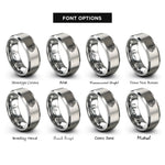 font options for inside engraving on gray axe struck bullseye rings