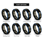 font options for inside engraving on gunmetal & blue axe struck bullseye rings