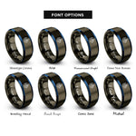 font options for inside engraving on gunmetal & blue axe struck bullseye rings