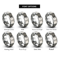 font options for inside engraving on silver axis robot rings