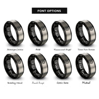 font options for inside engraving on black & silver axle hub rings