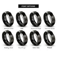 font options for inside engraving on black & gray axle hub rings
