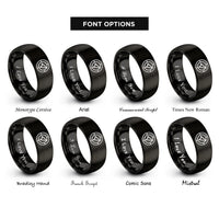 font options for inside engraving on black azimuth degree ring rings