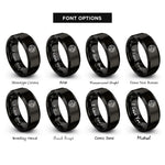 font options for inside engraving on black azimuth degree ring rings