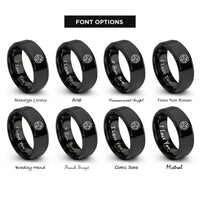 font options for inside engraving on black azimuth degree ring rings