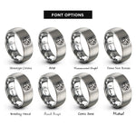 font options for inside engraving on silver azimuth degree ring rings
