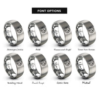 font options for inside engraving on silver azimuth degree ring rings