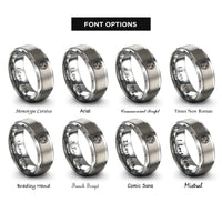 font options for inside engraving on grey azimuth degree ring rings
