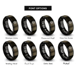 font options for inside engraving on gunmetal & black azimuth degree ring rings