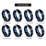 font options for inside engraving on blue & silver azimuth pointer rings