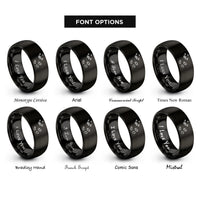 font options for inside engraving on black azores rings