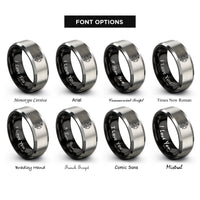 font options for inside engraving on black & gray azoth rings