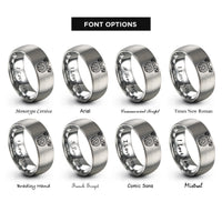 font options for inside engraving on gray aztec serpent rings