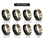 font options for inside engraving on black & gold & silver b flat symbol rings