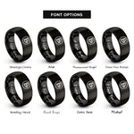 font options for inside engraving on black b flat symbol rings