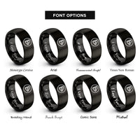 font options for inside engraving on black b flat symbol rings