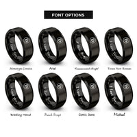 font options for inside engraving on black b flat symbol rings