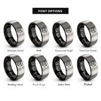font options for inside engraving on black & grey baboon rings