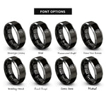 font options for inside engraving on black & grey baboon rings