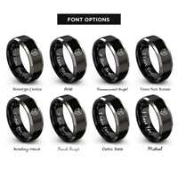 font options for inside engraving on black & grey baboon rings