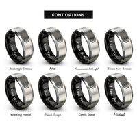 font options for inside engraving on black & grey baboon rings