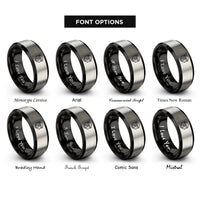 font options for inside engraving on black & grey baboon rings