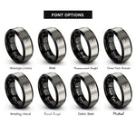 font options for inside engraving on black & silver baby feet rings