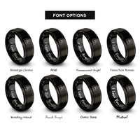 font options for inside engraving on black baby feet rings