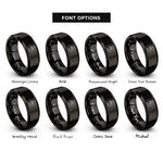 font options for inside engraving on black baby feet rings