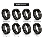 font options for inside engraving on black baby footprints rings