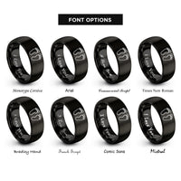 font options for inside engraving on black baby footprints rings