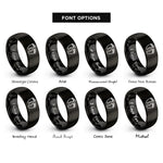 font options for inside engraving on black baby footprints rings