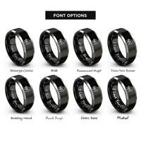 font options for inside engraving on black & grey baby grand piano rings