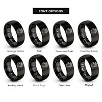 font options for inside engraving on black baby handprint rings