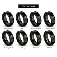 font options for inside engraving on black baby handprint rings
