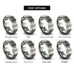 font options for inside engraving on grey baby heart rings