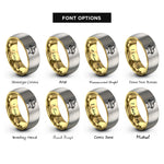 font options for inside engraving on gold & grey baby jesus manger rings
