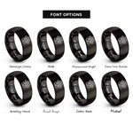 font options for inside engraving on black baby paw rings