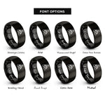 font options for inside engraving on black baby shoes rings