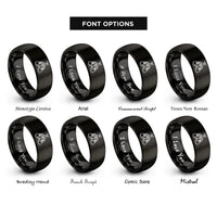 font options for inside engraving on black baby shoes rings