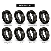 font options for inside engraving on black baby shoes rings