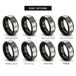 font options for inside engraving on black & gray baby swaddle heart rings
