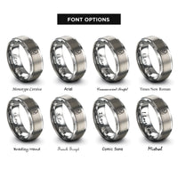 font options for inside engraving on grey baby swaddle heart rings