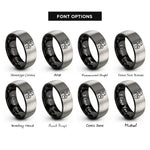 font options for inside engraving on black & silver babywearing parent rings