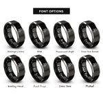font options for inside engraving on black & grey babywearing parent rings