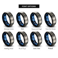 font options for inside engraving on black & blue & gray back squat rings